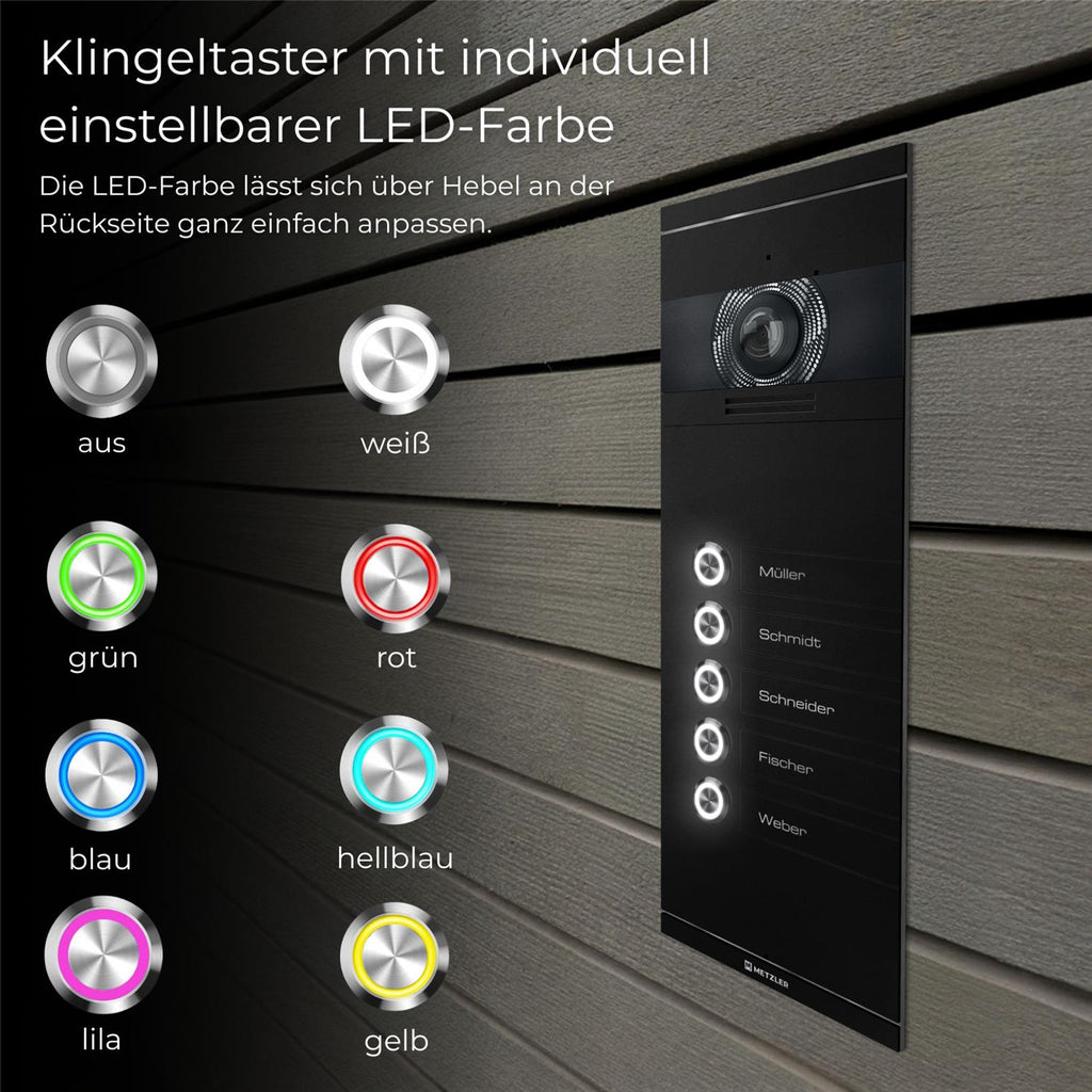 Metzler VDM10 2.0 Mehrfamilien Video-Türsprechanlage | 5 Klingeltaster | Colson