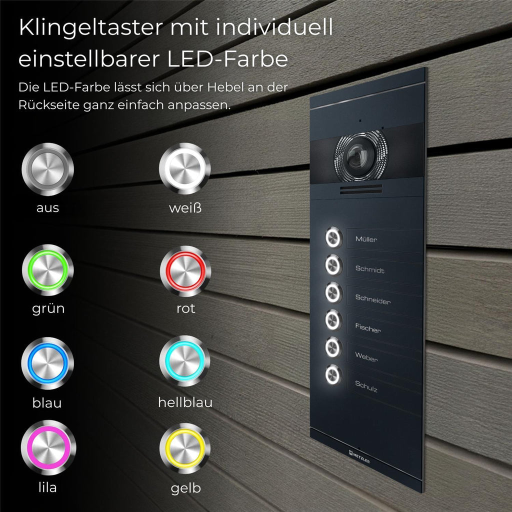 Metzler VDM10 2.0 Mehrfamilien Video-Türsprechanlage | 6 Klingeltaster | Colson