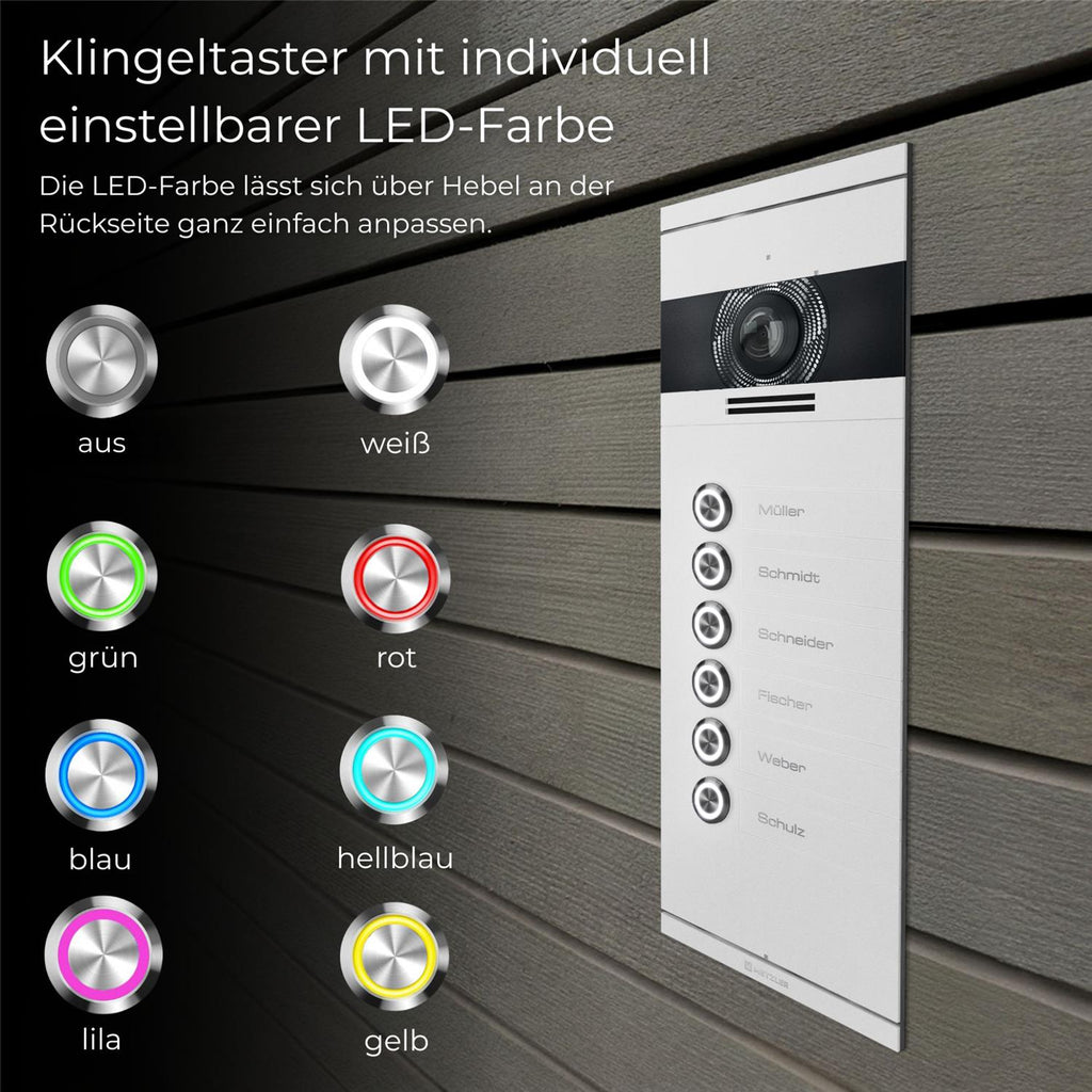 Metzler VDM10 2.0 Mehrfamilien Video-Türsprechanlage | 6 Klingeltaster | Colson