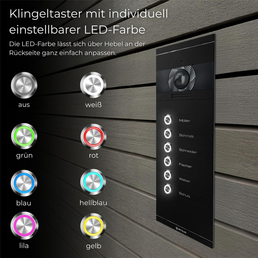 Metzler VDM10 2.0 Mehrfamilien Video-Türsprechanlage | 6 Klingeltaster | Colson