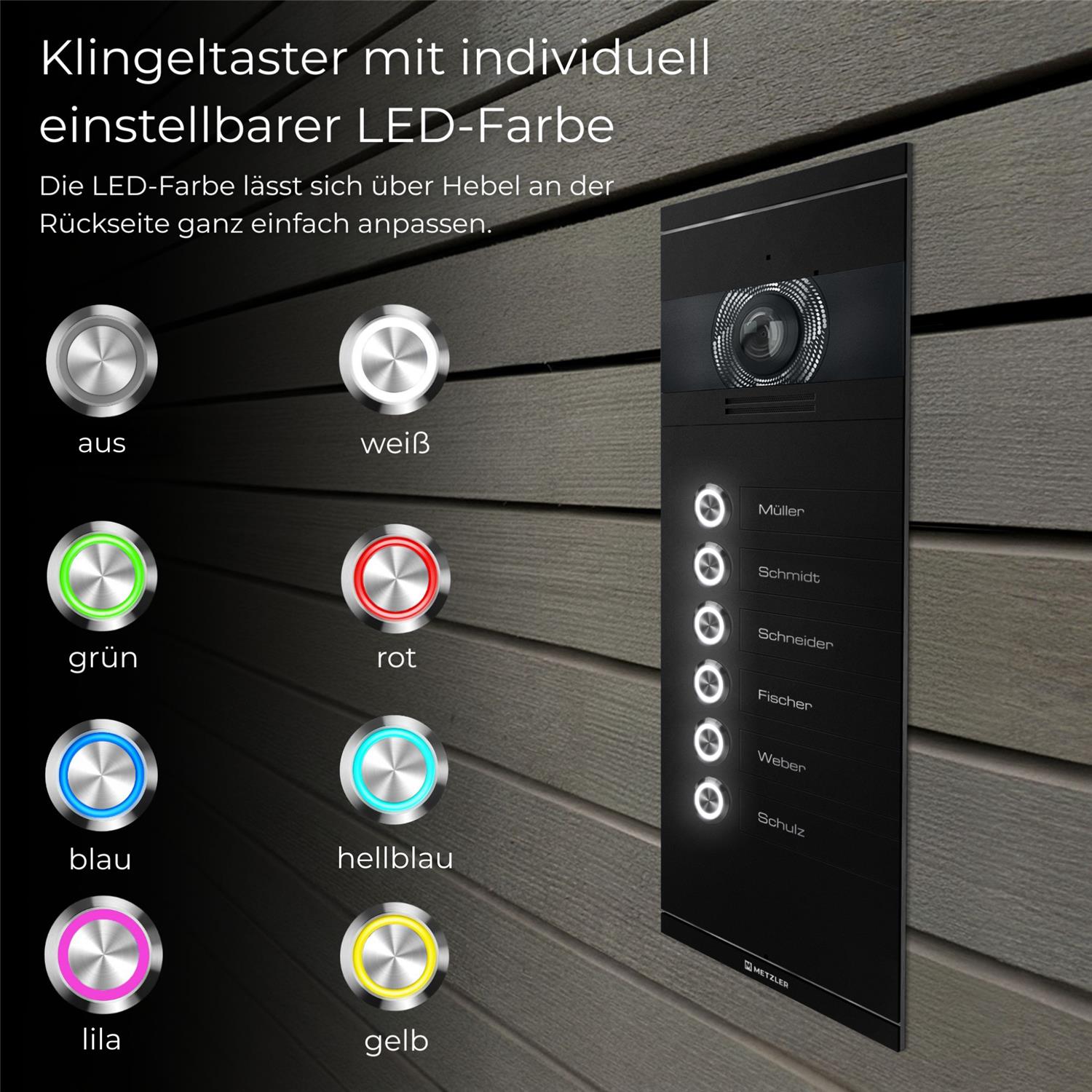 Metzler VDM10 2.0 Mehrfamilien Video-Türsprechanlage | 6 Klingeltaster | Colson