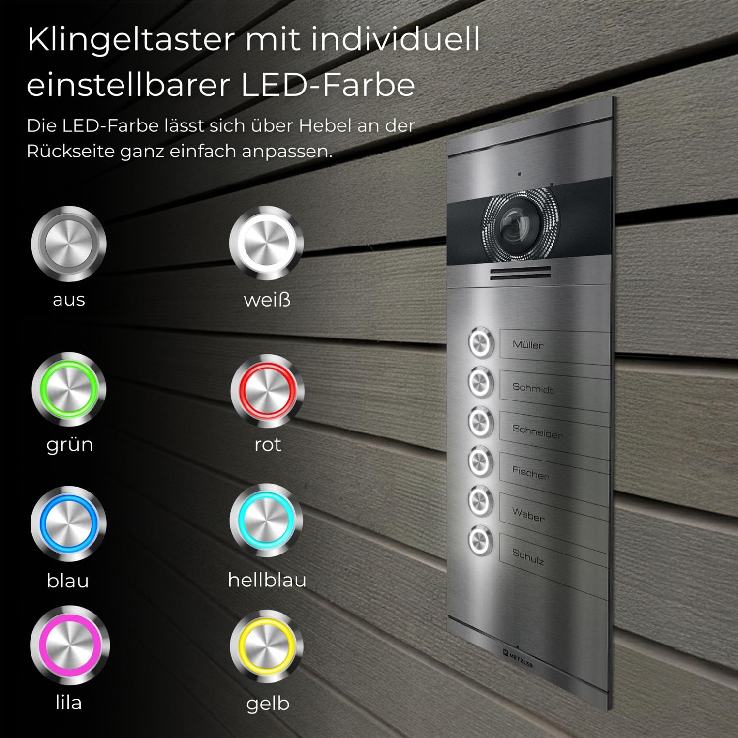 Metzler VDM10 2.0 Mehrfamilien Video-Türsprechanlage | 6 Klingeltaster | Colson