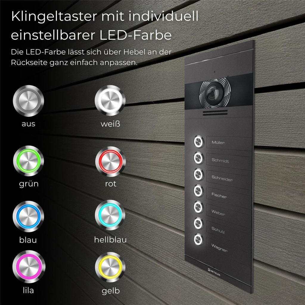 Metzler VDM10 2.0 Mehrfamilien Video-Türsprechanlage | 7 Klingeltaster | Colson