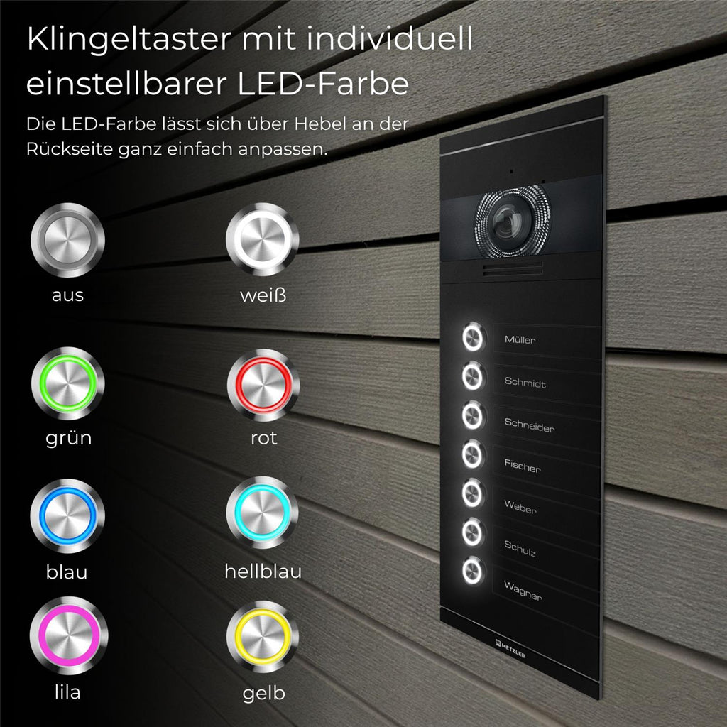 Metzler VDM10 2.0 Mehrfamilien Video-Türsprechanlage | 7 Klingeltaster | Colson