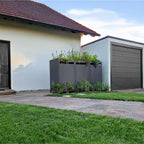 Metzler Mülltonnenbox mit Pflanzdach | 3er | 240l | Anthrazit RAL 7016 | aus Stahl | rostfrei & massiv | Türgriff mit Schloss