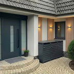 Metzler Mülltonnenbox | 3er | 240l | Anthrazit RAL 7016 | aus Stahl | mit Sichtstreifen | rostfrei & massiv | Türgriff mit Schloss