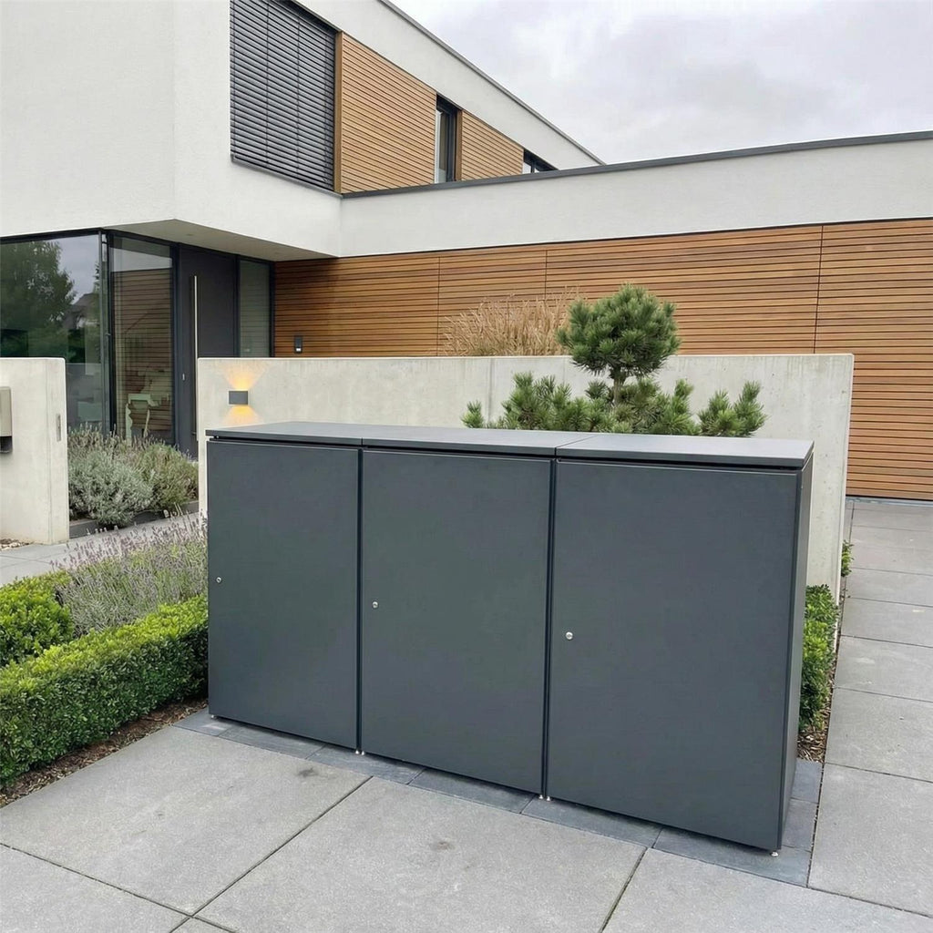 Metzler Mülltonnenbox | 3er | 240l | aus Aluminium | rostfrei & massiv