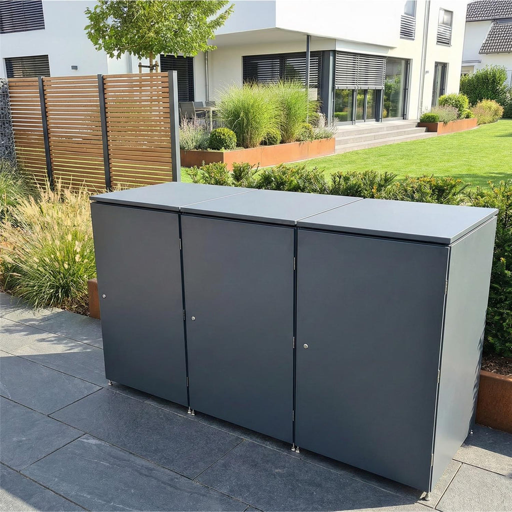 Metzler Mülltonnenbox | 3er | 240l | aus Aluminium | rostfrei & massiv