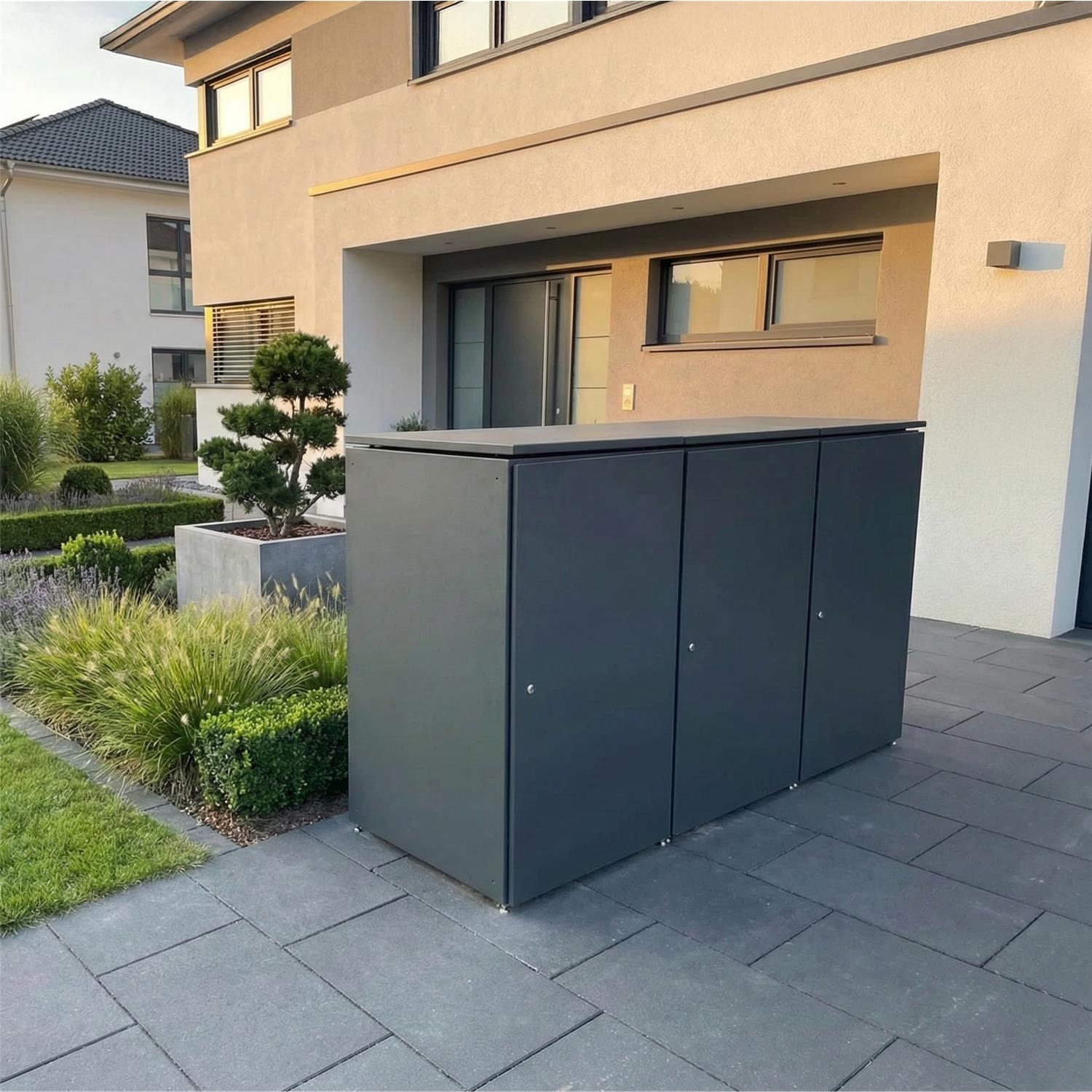Metzler Mülltonnenbox | 3er | 240l | aus Aluminium | rostfrei & massiv