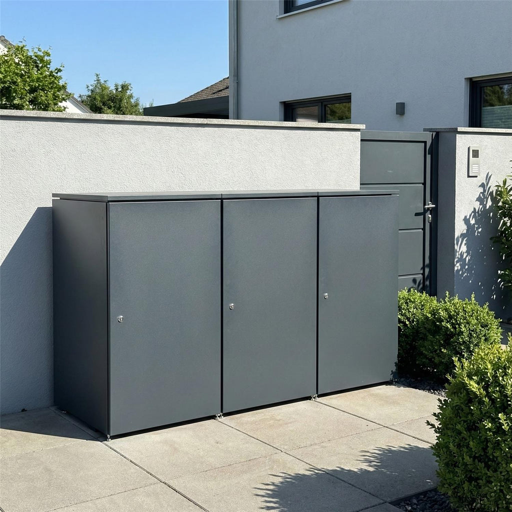 Metzler Mülltonnenbox | 3er | 240l | aus Aluminium | rostfrei & massiv