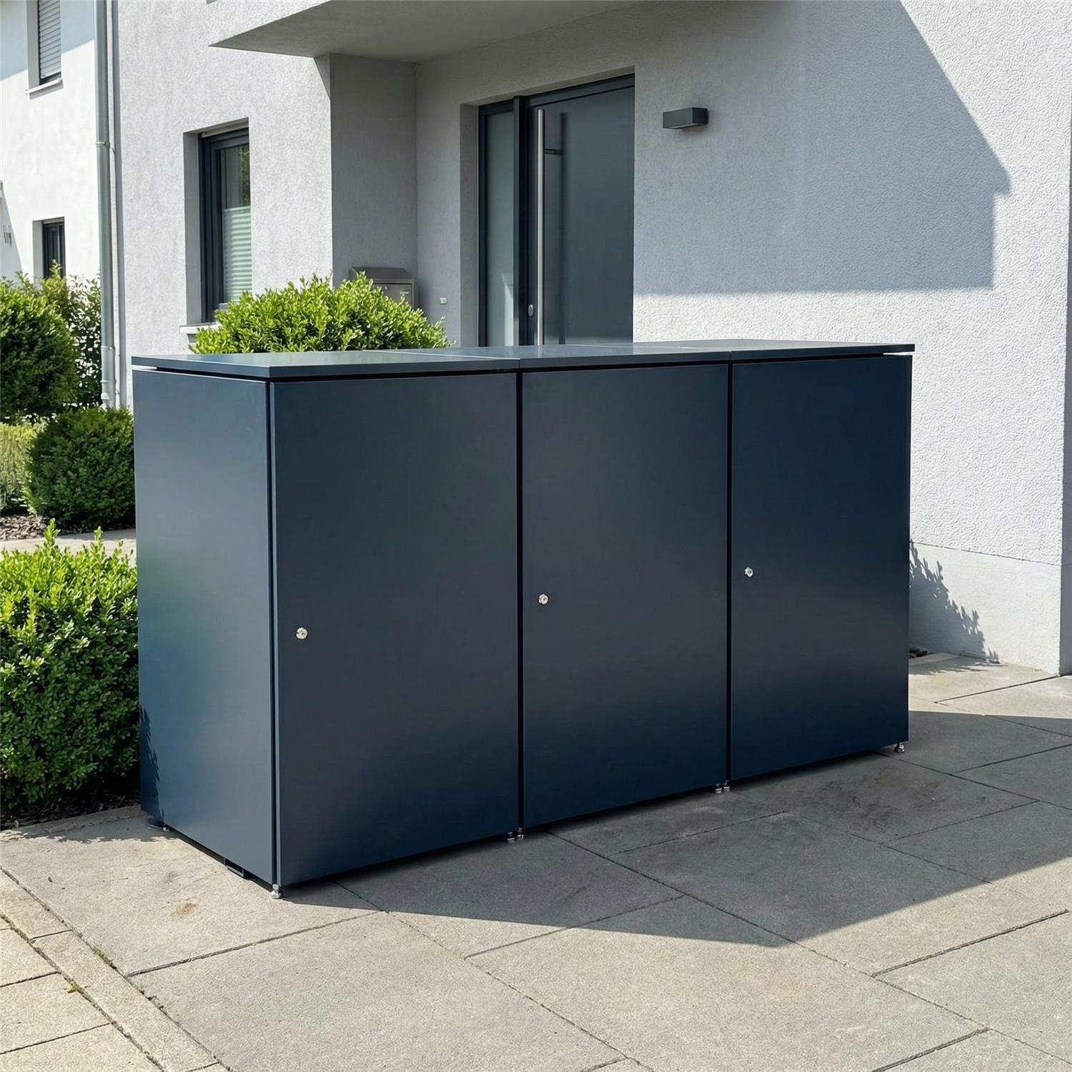 Metzler Mülltonnenbox | 3er | 240l | aus Aluminium | rostfrei & massiv