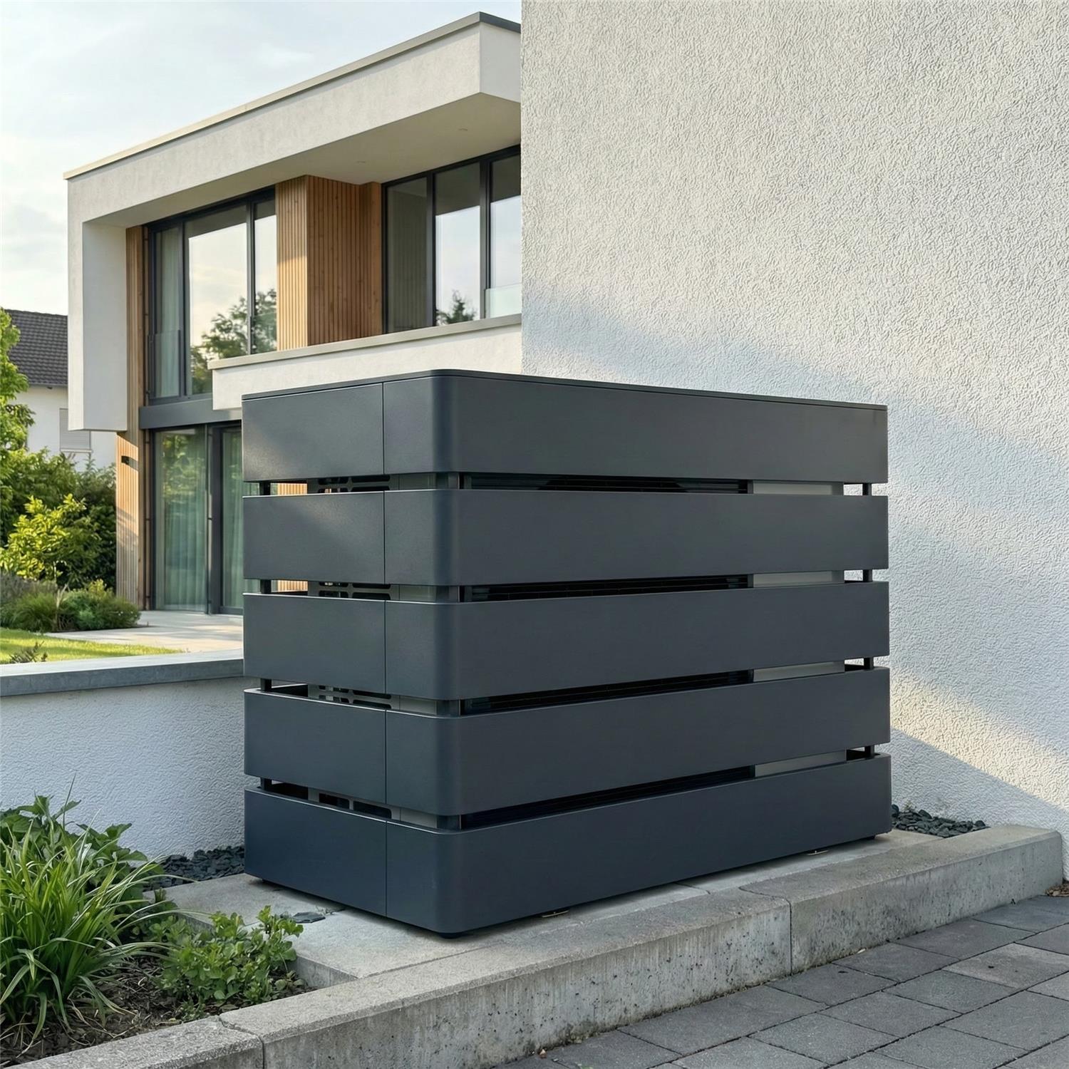 Metzler Wärmepumpenabdeckung | Verkleidung für Wärmepumpe modular erweiterbar | RAL 7016 Anthrazit