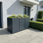 Metzler Mülltonnenbox mit Pflanzdach | 3er | 240l | aus Aluminium | rostfrei & massiv