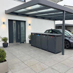 Metzler Mülltonnenbox | 4er | 240l | aus Stahl | rostfrei & massiv | Türgriff mit Schloss