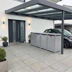 Metzler Mülltonnenbox | 4er | 240l | aus Stahl | rostfrei & massiv | Türgriff mit Schloss