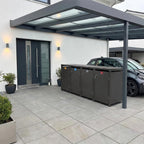 Metzler Mülltonnenbox | 4er | 240l | aus Stahl | rostfrei & massiv | Türgriff mit Schloss
