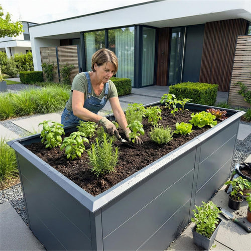 Metzler Hochbeet XL für den Garten | Mit Schneckenschutz | Pulverbeschichtet | 206 x 77 x 106 cm