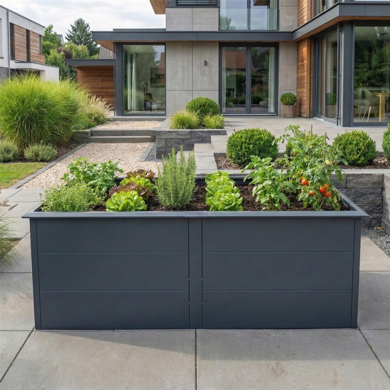 Metzler Hochbeet XL für den Garten | Mit Schneckenschutz | Pulverbeschichtet | 206 x 77 x 106 cm