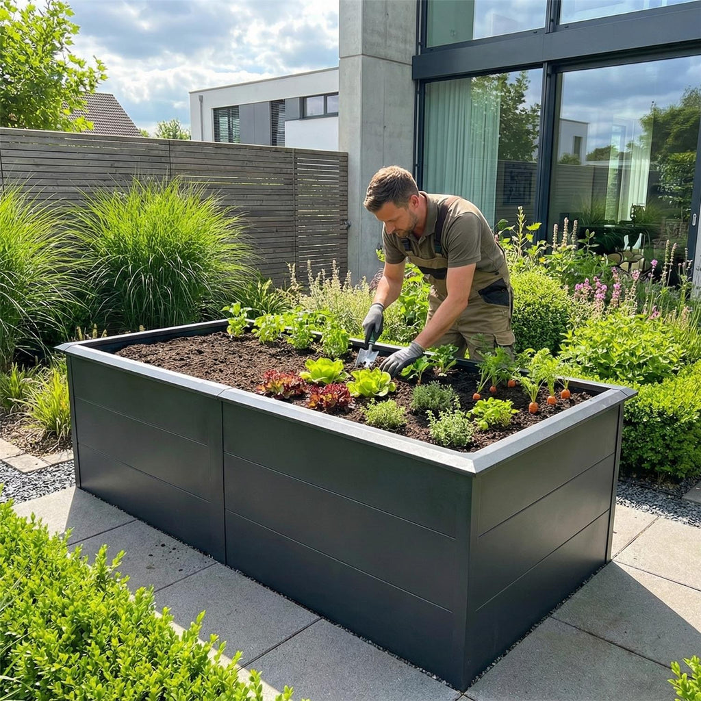 Metzler Hochbeet XL für den Garten | Mit Schneckenschutz | Pulverbeschichtet | 206 x 77 x 106 cm