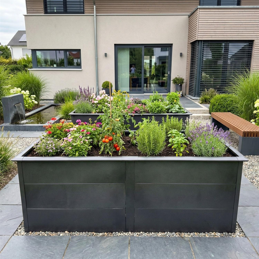 Metzler Hochbeet XL für den Garten | Mit Schneckenschutz | Pulverbeschichtet | 206 x 77 x 106 cm