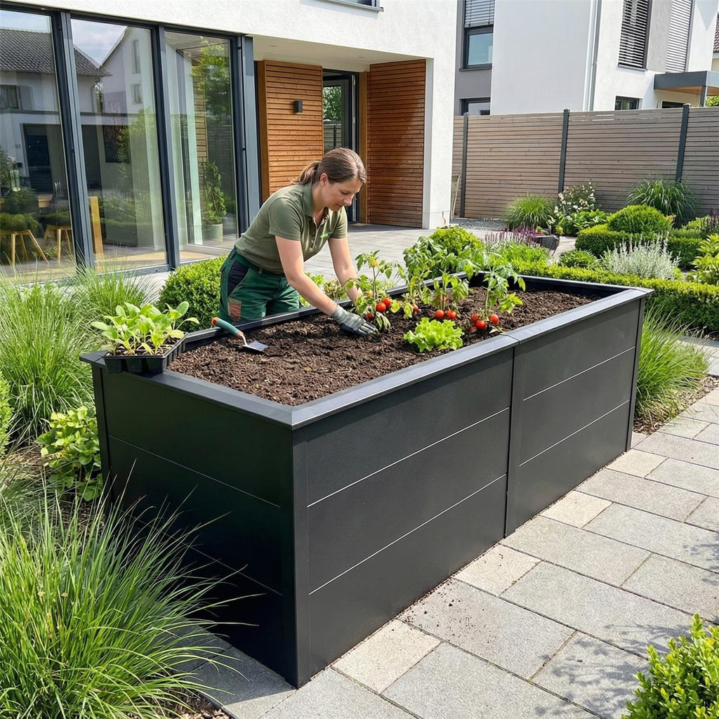 Metzler Hochbeet XL für den Garten | Mit Schneckenschutz | Pulverbeschichtet | 206 x 77 x 106 cm