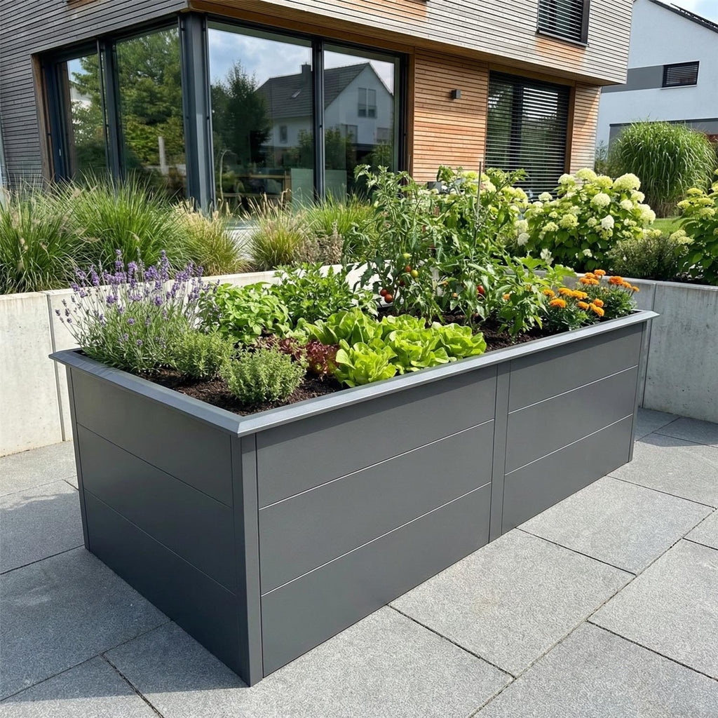Metzler Hochbeet XL für den Garten | Mit Schneckenschutz | Pulverbeschichtet | 206 x 77 x 106 cm