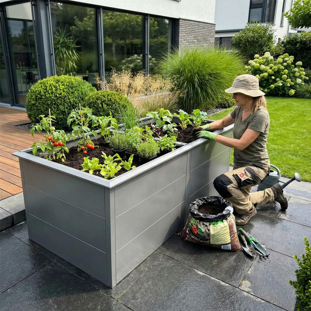 Metzler Hochbeet XL für den Garten | Mit Schneckenschutz | Pulverbeschichtet | 206 x 77 x 106 cm