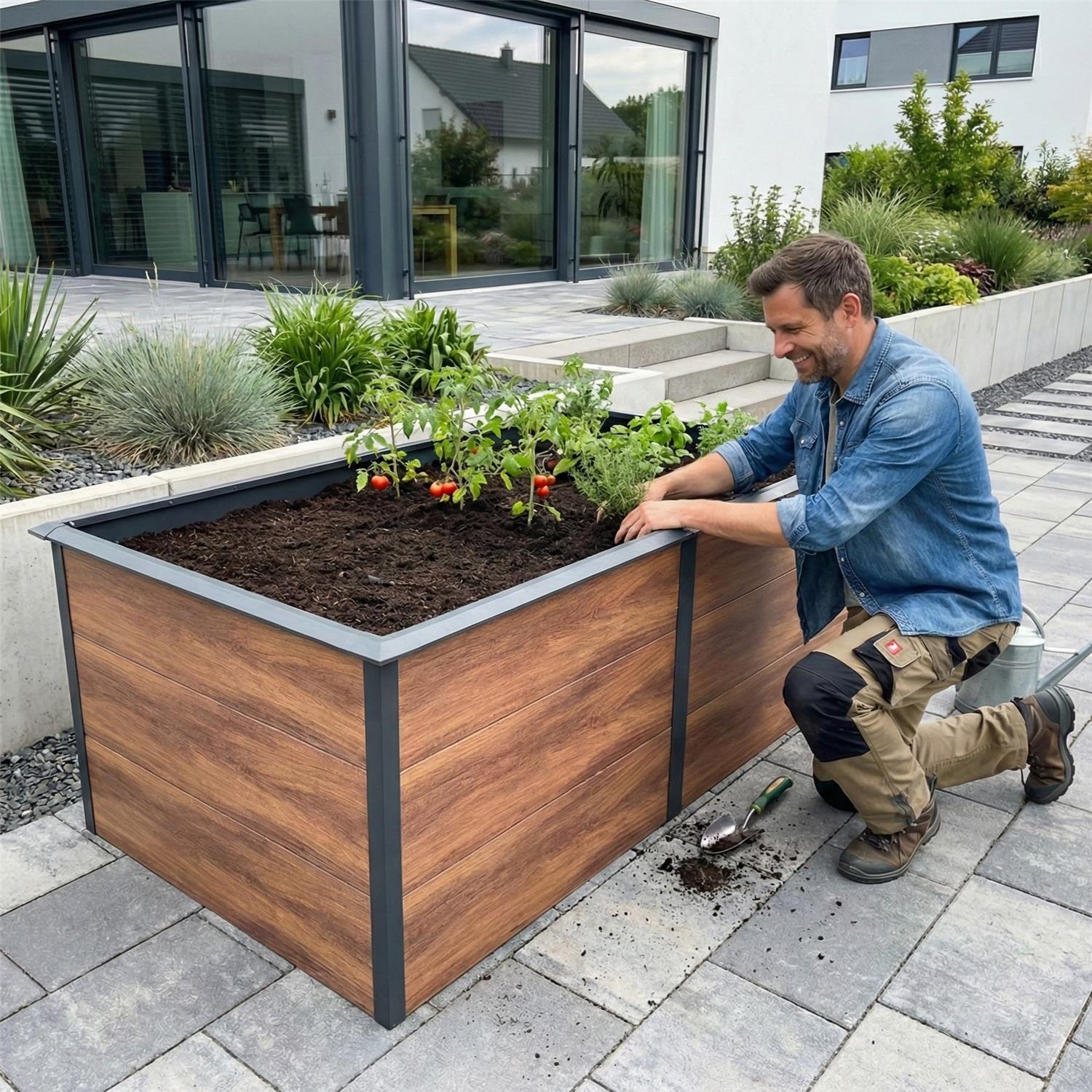 Metzler Hochbeet XL für den Garten | Mit Schneckenschutz | Pulverbeschichtet | 206 x 77 x 106 cm