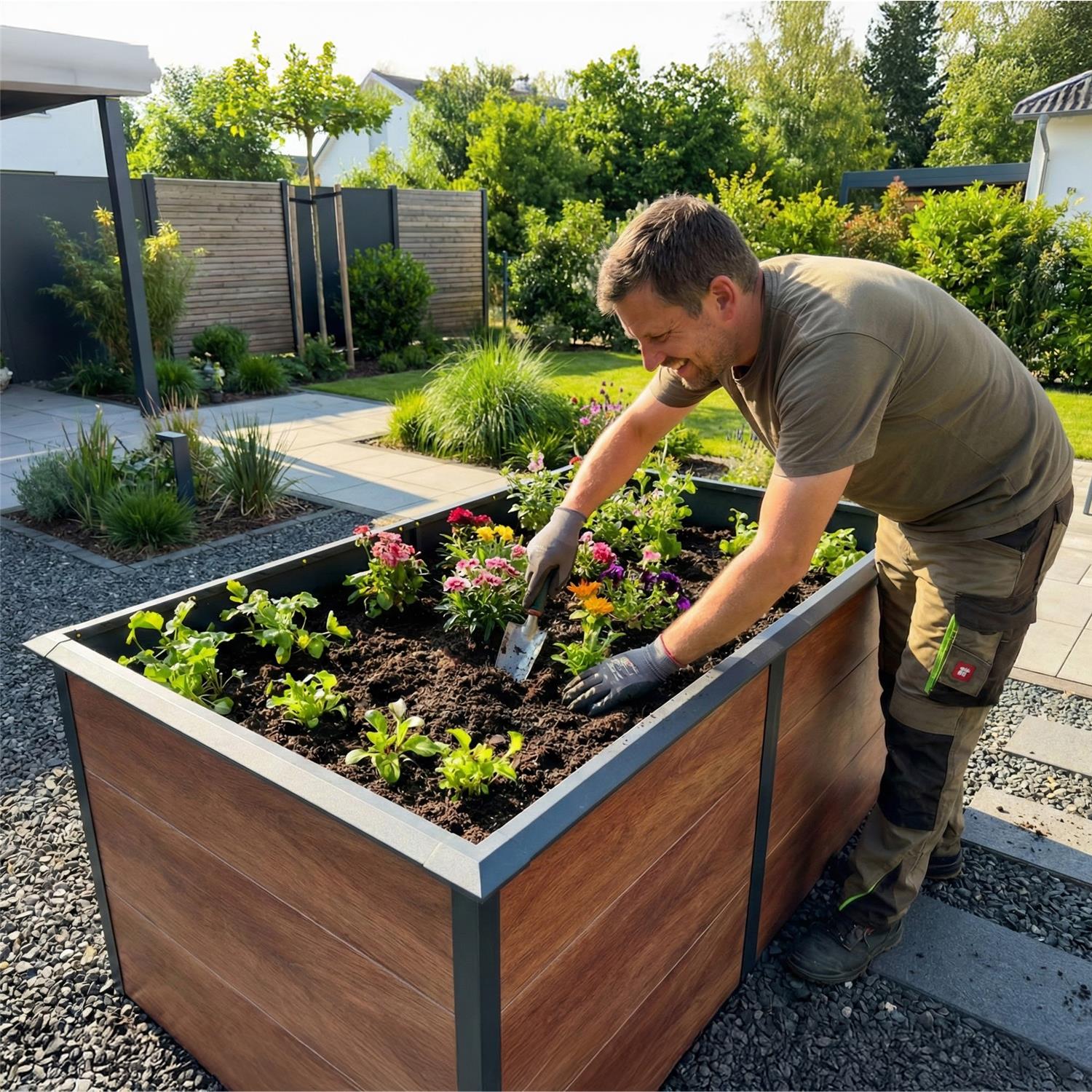 Metzler Hochbeet XL für den Garten | Mit Schneckenschutz | Pulverbeschichtet | 206 x 77 x 106 cm
