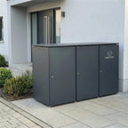 Metzler Mülltonnenbox | 2er mit Paketbox | Extra großes Volumen | Aus Aluminium | Höhenverstellbare Füße | Anthrazit