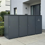 Metzler Mülltonnenbox | 3er mit Paketbox | Extra großes Volumen | Aus Aluminium | Höhenverstellbare Füße | Anthrazit
