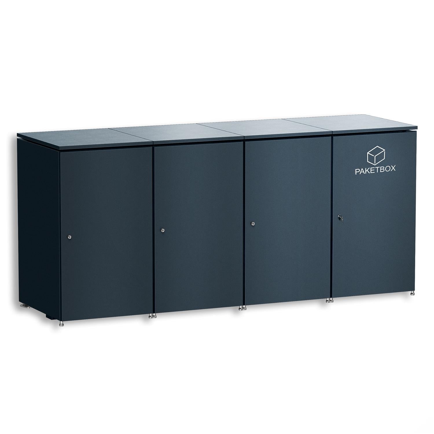Metzler Mülltonnenbox | 3er mit Paketbox | Extra großes Volumen | Aus Aluminium | Höhenverstellbare Füße | Anthrazit