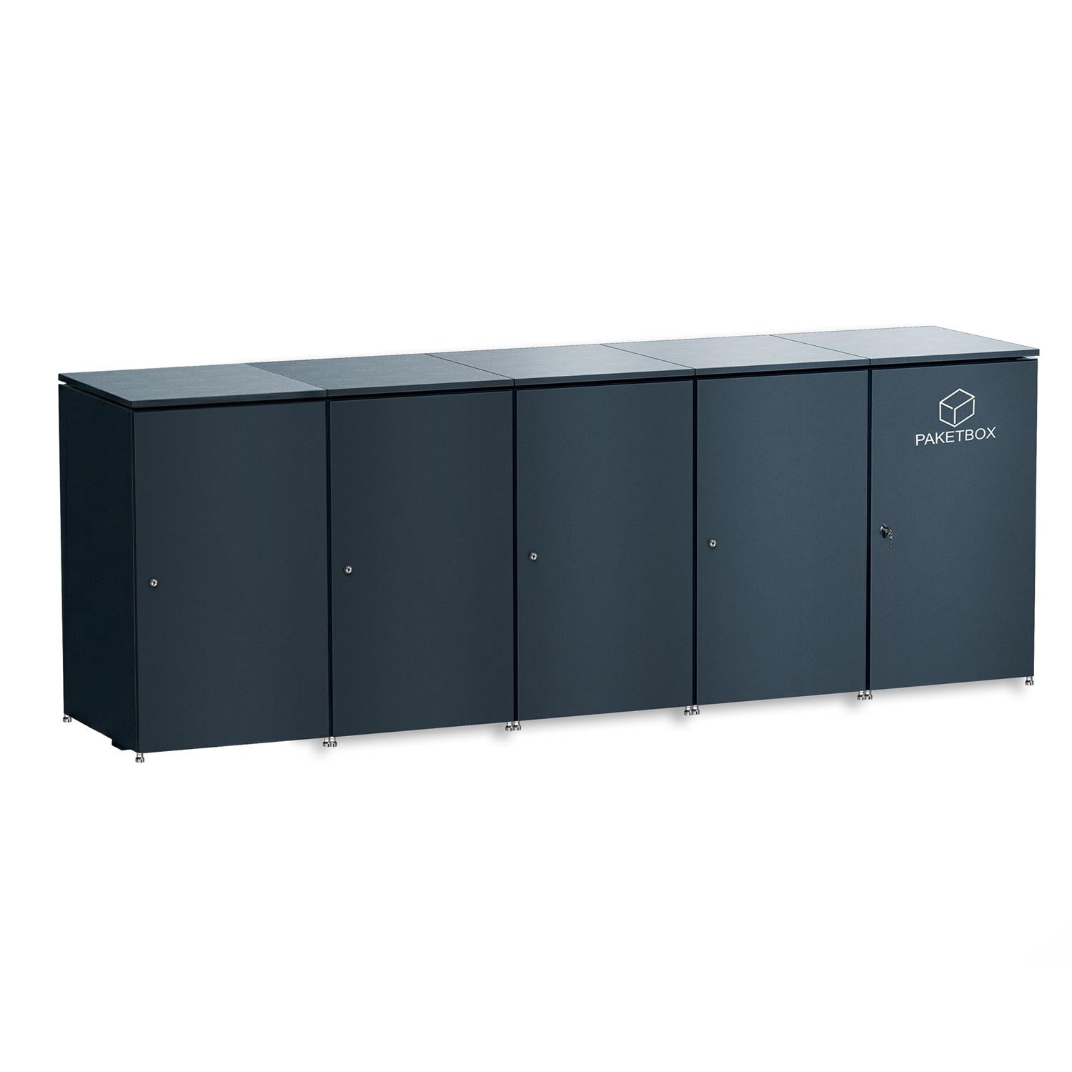 Metzler Mülltonnenbox | 4er mit Paketbox | Extra großes Volumen | Aus Aluminium | Höhenverstellbare Füße | Anthrazit