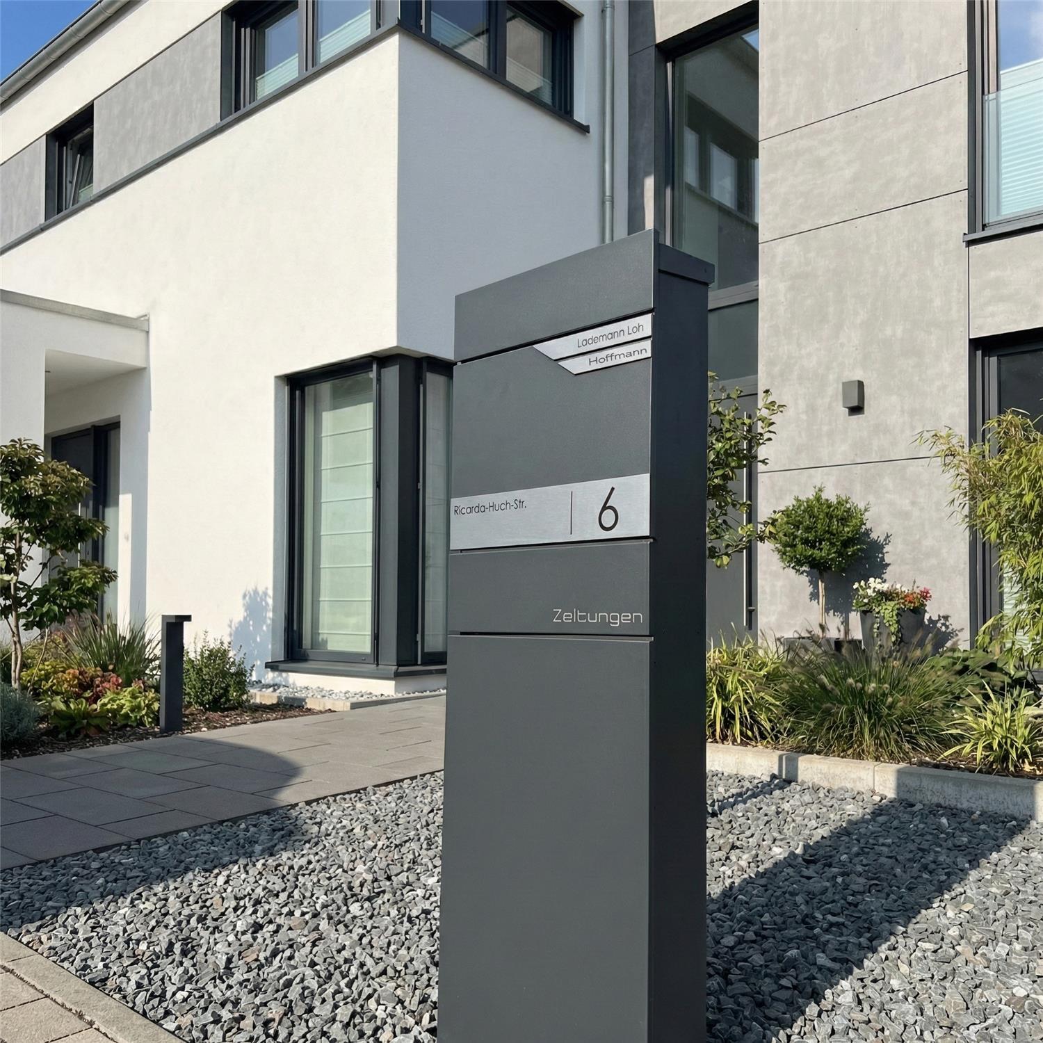 Metzler Standbriefkasten mit Zeitungsfach aus hochwertigem Stahl | Alves 3