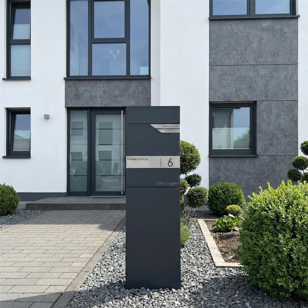 Metzler Standbriefkasten mit Zeitungsfach aus hochwertigem Stahl | Alves 3