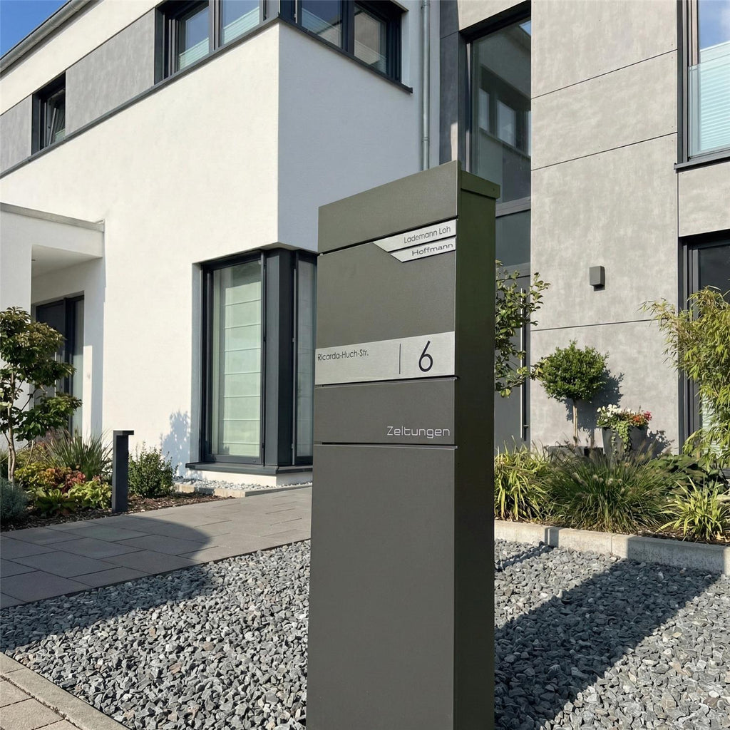 Metzler Standbriefkasten mit Zeitungsfach aus hochwertigem Stahl | Alves 3