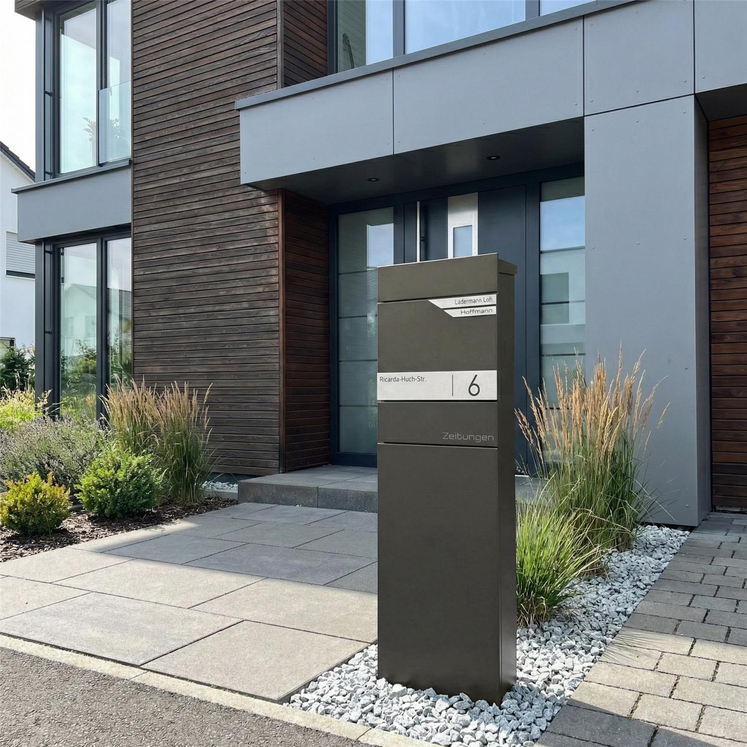 Metzler Standbriefkasten mit Zeitungsfach aus hochwertigem Stahl | Alves 3