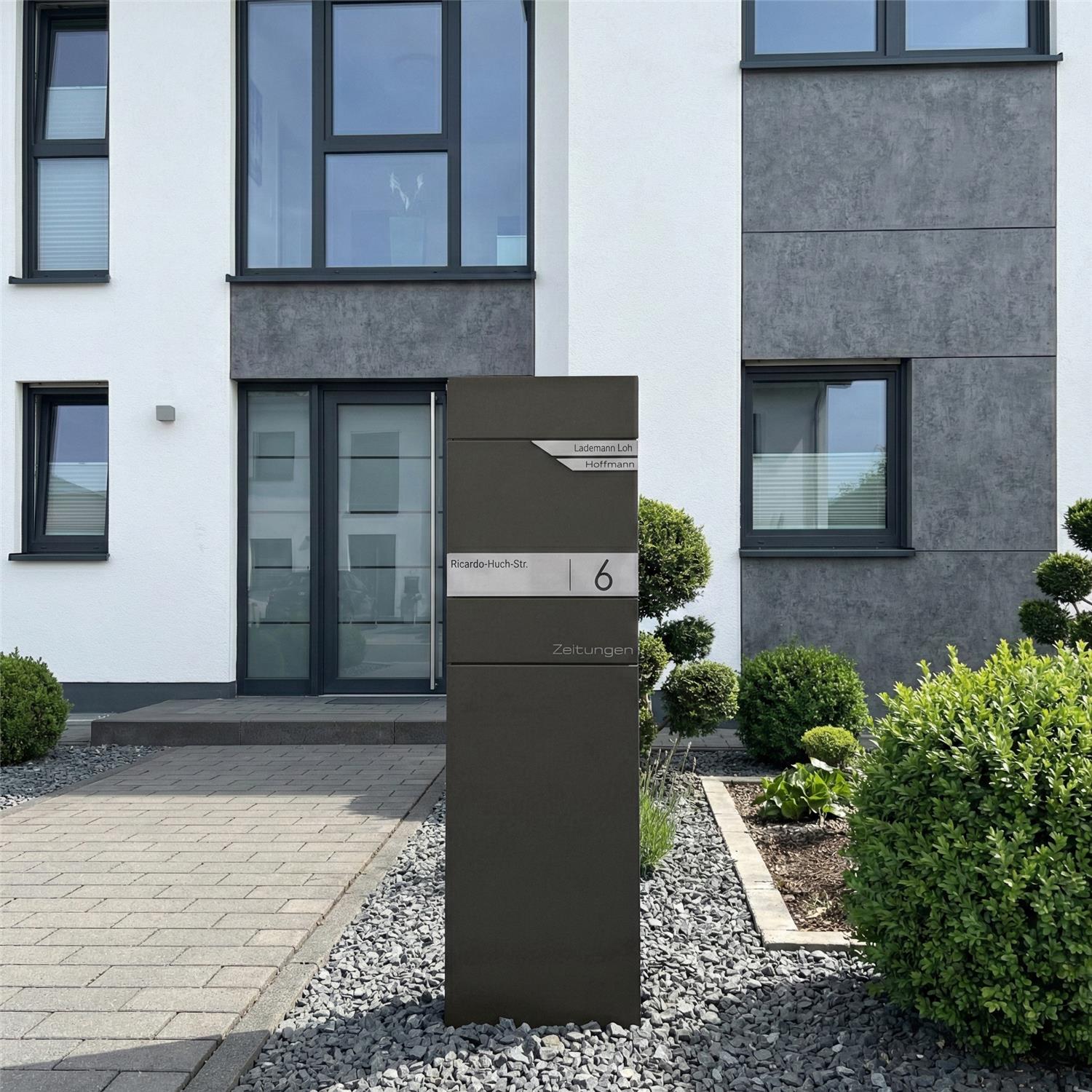 Metzler Standbriefkasten mit Zeitungsfach aus hochwertigem Stahl | Alves 3