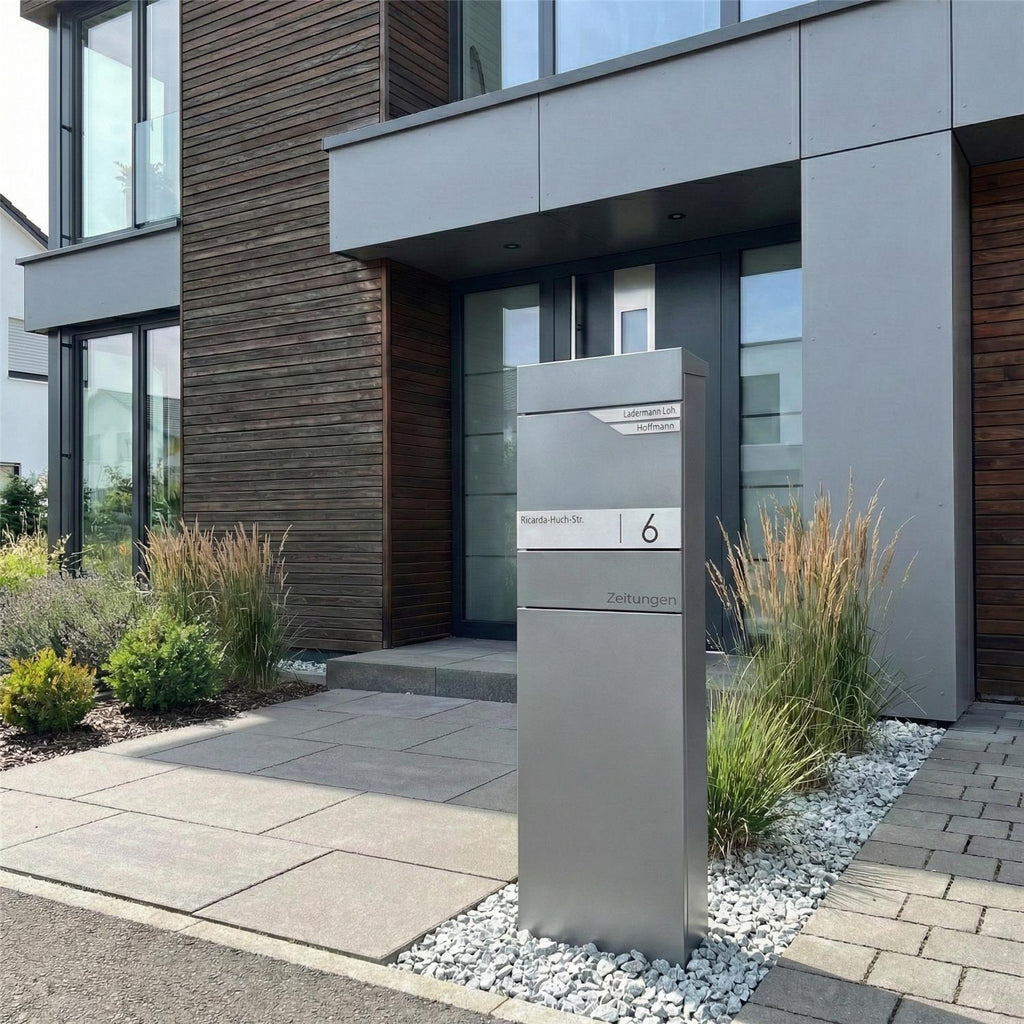 Metzler Standbriefkasten mit Zeitungsfach aus hochwertigem Stahl | Alves 3