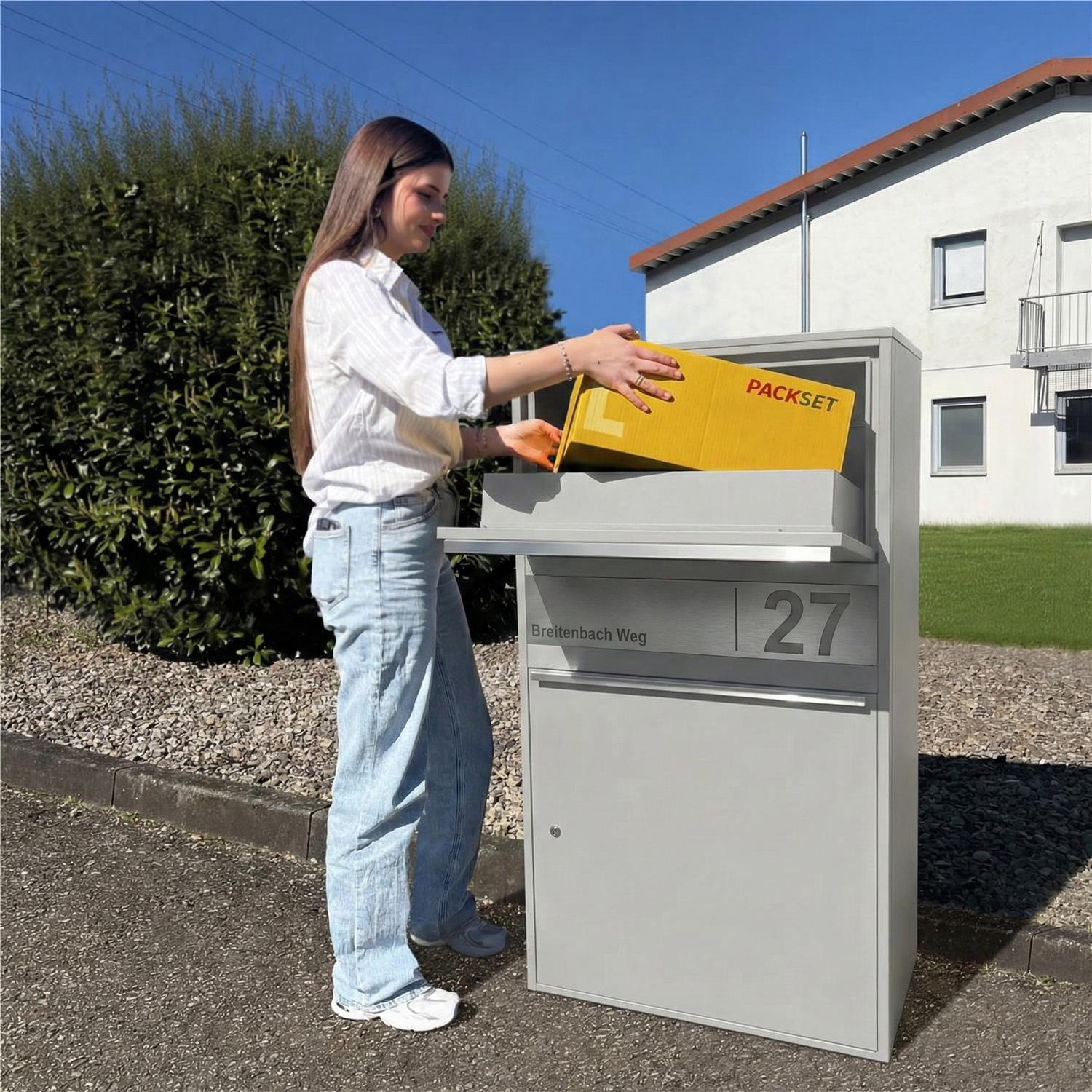 Metzler Paketbox XL personalisiert mit Gravur | Paketkasten rostfrei | Bispo Max 2