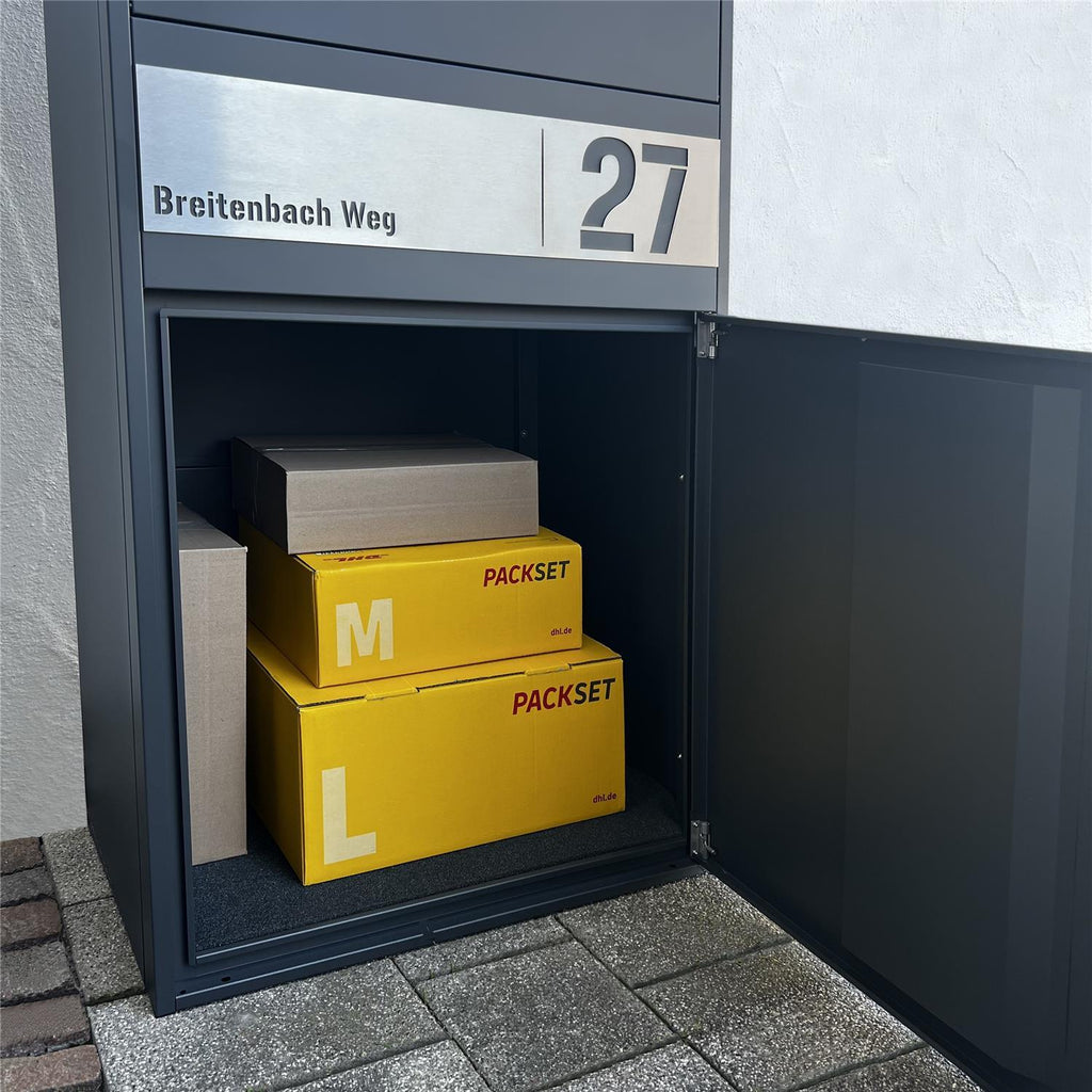 Metzler Paketbox XL mit Briefkasten | Paketkasten rostfrei | personalisiert mit Gravur | Bispo Max 2