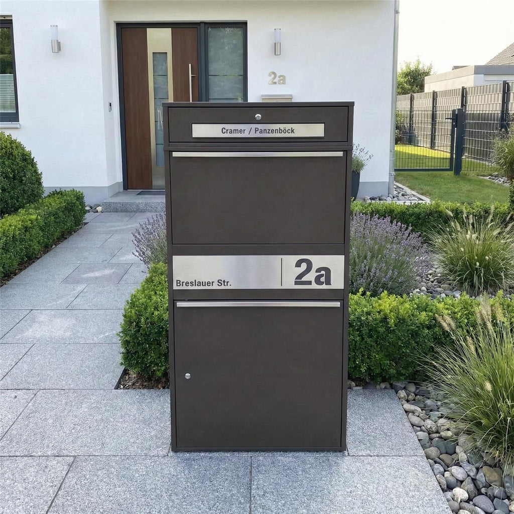 Metzler Paketbox XL mit Briefkasten | Paketkasten rostfrei | personalisiert mit Gravur | Bispo Max 2