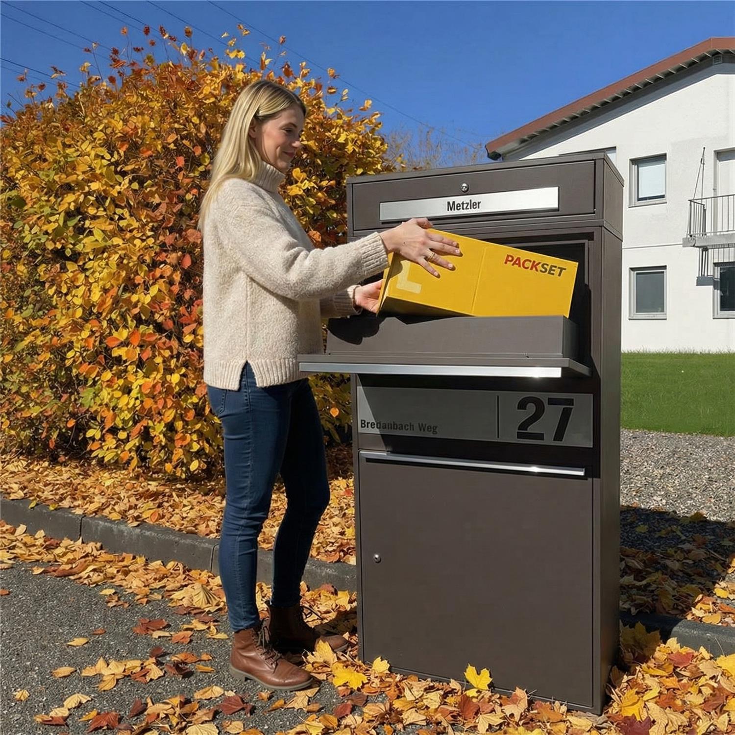 Metzler Paketbox XL mit Briefkasten | Paketkasten rostfrei | personalisiert mit Gravur | Bispo Max 2