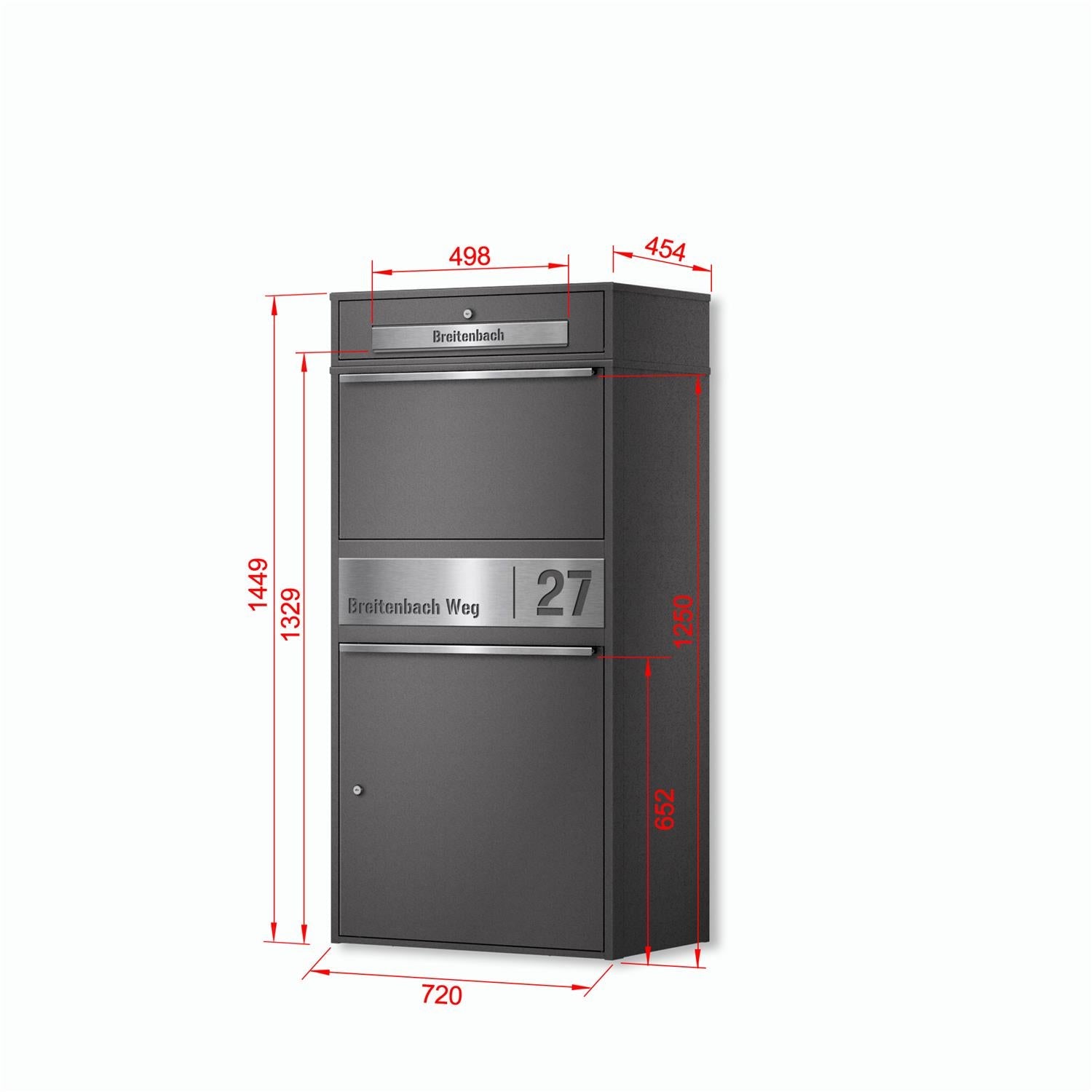 Metzler Paketbox XL mit Briefkasten | Paketkasten rostfrei | personalisiert mit Gravur | Bispo Max 2