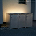 Metzler Mülltonnenbox | 3er | 240l | aus Stahl | rostfrei & massiv | Türgriff mit Schloss