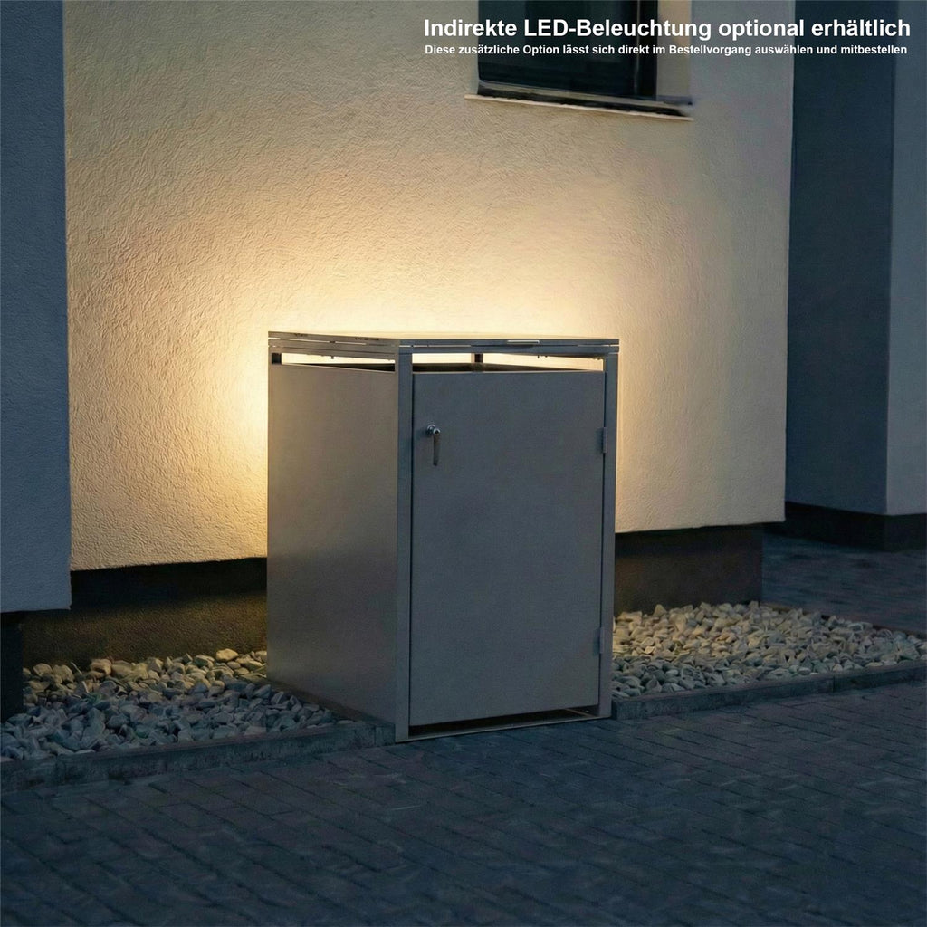 Metzler Mülltonnenbox | 1er | 240l | aus Stahl | rostfrei & massiv | Türgriff mit Schloss