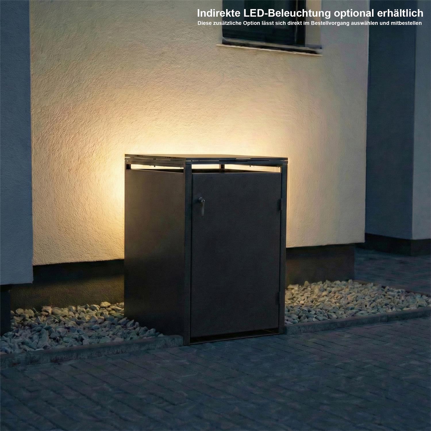 Metzler Mülltonnenbox | 1er | 240l | aus Stahl | rostfrei & massiv | Türgriff mit Schloss
