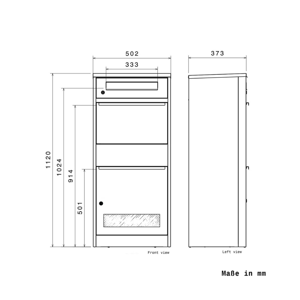 Metzler Paketbox mit Briefkasten | mit Sichtfenster | mit Briefeinwurf | rostfrei | Bispo 3