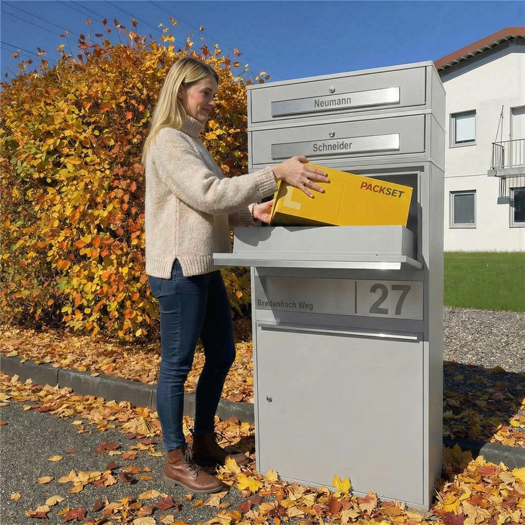 Metzler Paketbox XL mit Briefkasten | Paketkasten rostfrei | personalisiert mit Gravur | Bispo Max 2