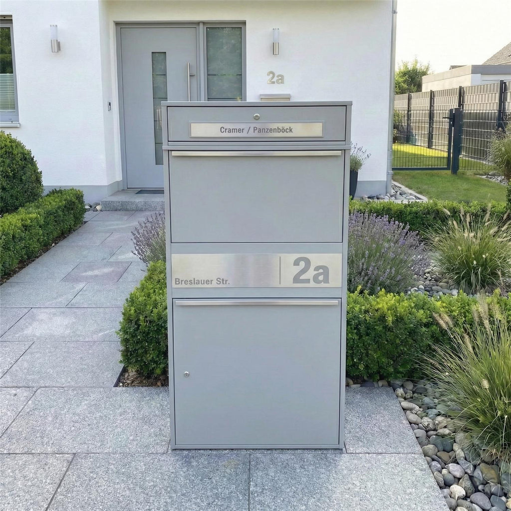 Metzler Paketbox XL mit Briefkasten | Paketkasten rostfrei | personalisiert mit Gravur | Bispo Max 2